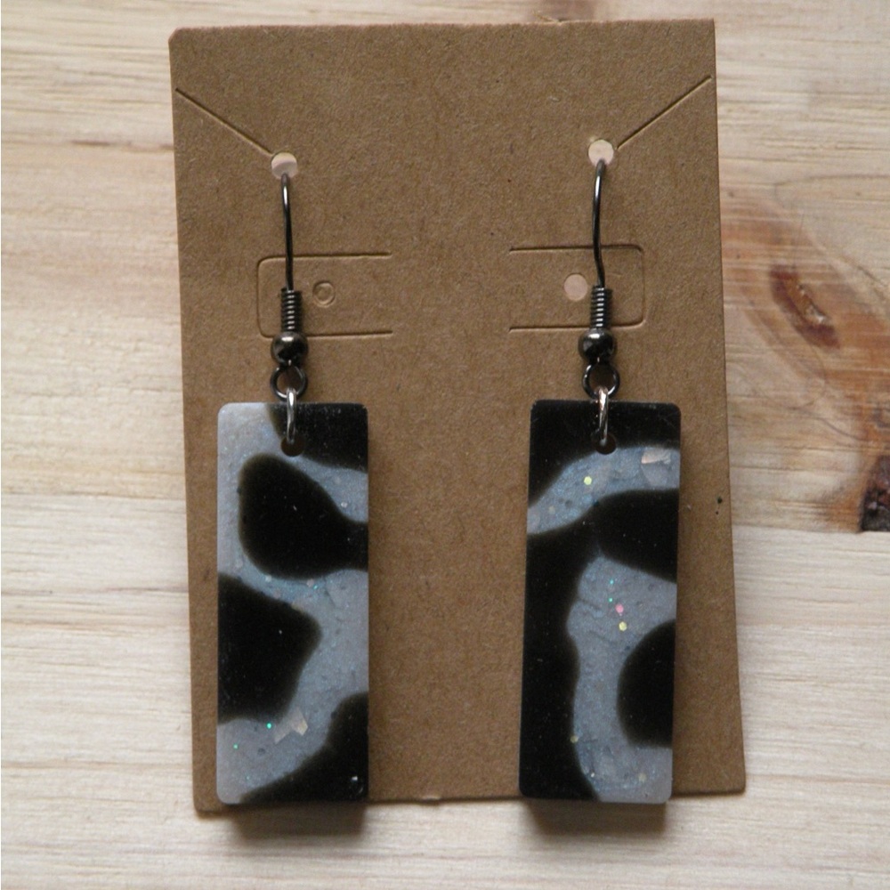 Handmade Resin Cowprint Earrings